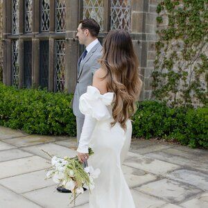 Custom Wedding Sleeves with Bow Details